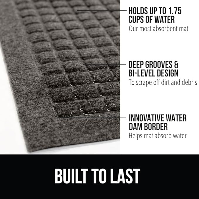 GORILLA GRIP® Ultra Absorbent Front Door Mat Outside Entrance, Traps Dirt and - Image 3