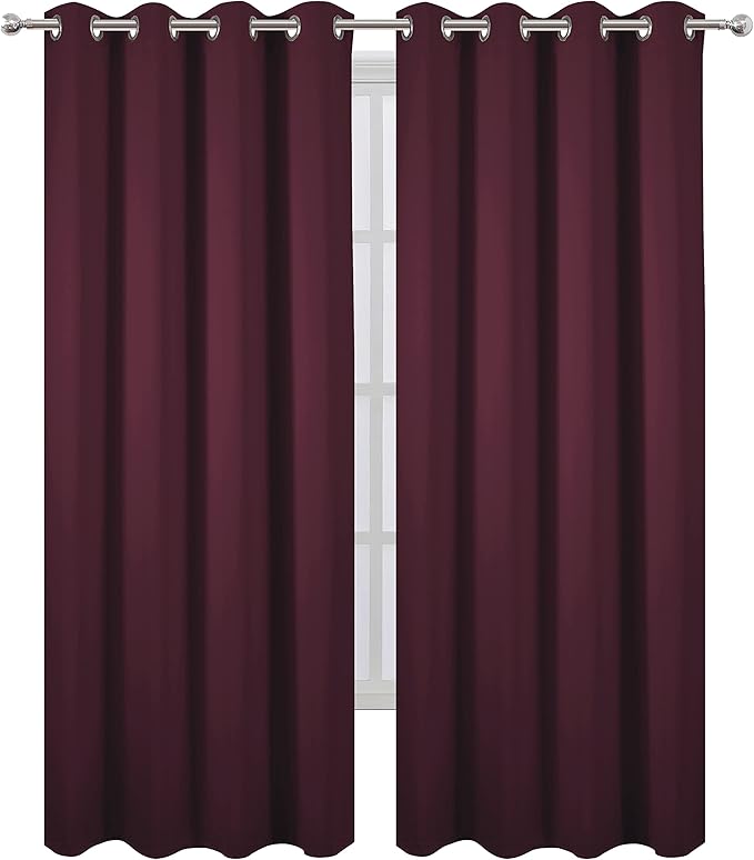 LEMOMO Burgundy Red Thermal Blackout Curtains/52 x 95 Inch/Set of 2 Panels Room - Image 2