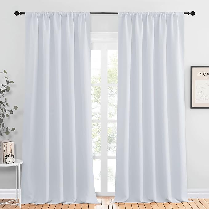 NICETOWN Greyish White Bedroom Curtain Panels - Image 2