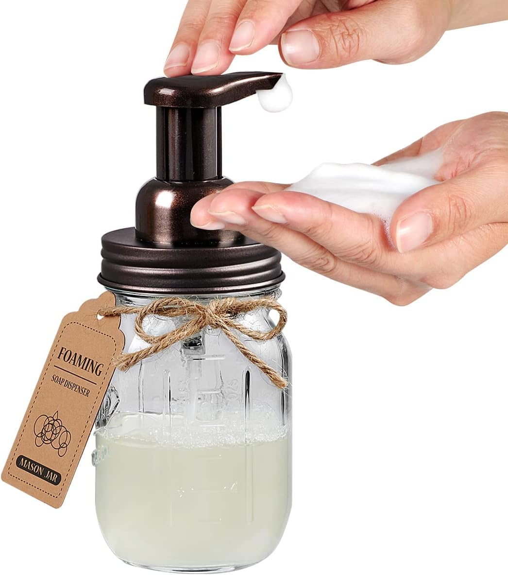 Amolliar Mason Jar Bathroom Accessories Set, 4Pcs Glass Rustic Bathroom Set