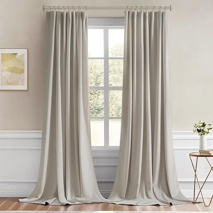 MIULEE Natural Back Tab Blackout Curtains 108 Inch Long 2 Panels Set - Image 9
