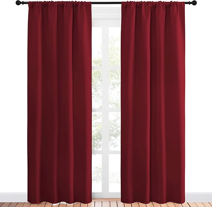 NICETOWN Christmas Burgundy Curtains Blackout Drapes - Image 2