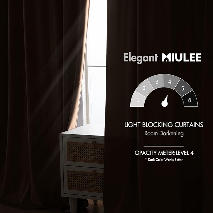 MIULEE Blush Beige Velvet Curtains 96 inches - Image 5