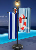 Pool Towel Rack with Wheels and Storage Tray for Indoor Outdoor Use