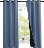 NICETOWN Stone Blue 100% Blackout Small Curtains 63 inches Long, Thermal - Image 2