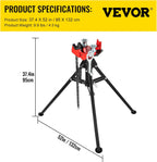VEVOR Tripod Pipe Chain Vise, 1/8"-5" Pipe Capacity, 36.4“ Length Chain Vise Stand with Portable Folding Steel Legs, for Grabbing, Supporting and Bending Pipes in Factory, Workshop and Home