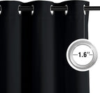 NICETOWN Blackout Curtains Grommet 2 Panels Black Drapes 95Inches Long - Image 3