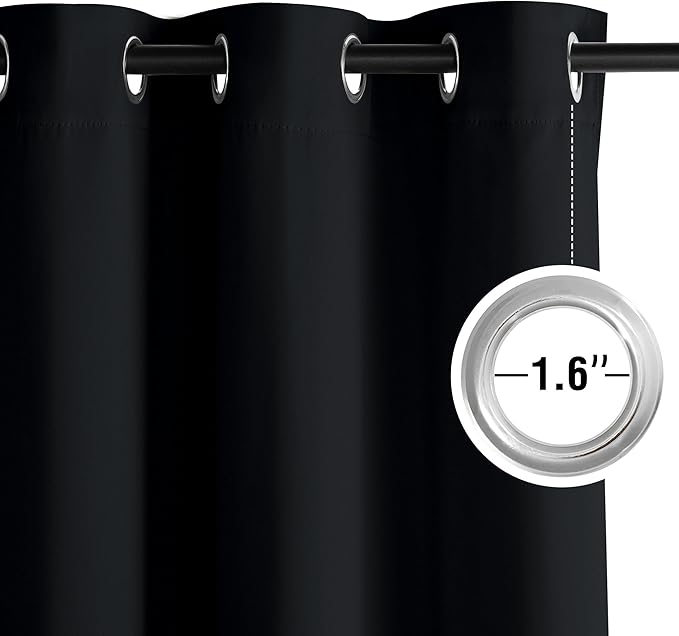 NICETOWN Blackout Curtains Grommet 2 Panels Black Drapes 95Inches Long - Image 3