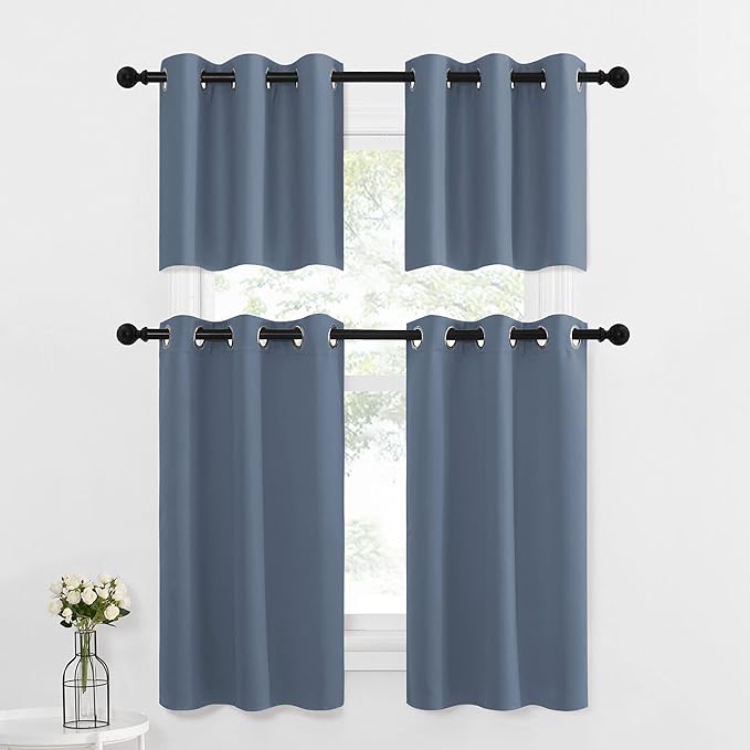 NICETOWN Window Short Curtains for Kitchen, Home Fashion Solid Grommet Top - Image 2