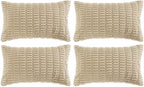 Fancy Homi 4 Packs Tan Decorative Throw Pillow Covers 12x24 Inch by Fancy+Homi