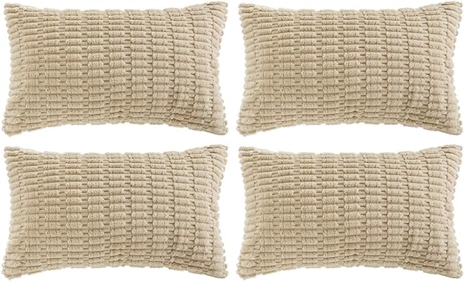 Fancy Homi 4 Packs Tan Decorative Throw Pillow Covers 16x24 Inch by Fancy+Homi
