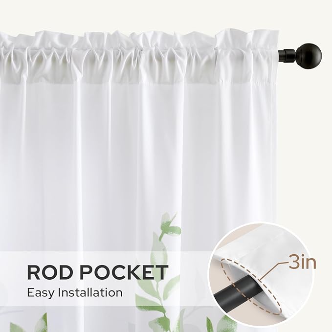 HOMEIDEAS Non-See-Through Sage Green and White Privacy Sheer Curtains 52 X 84 - Image 5
