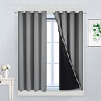 Yakamok Gray 100% Blackout Curtains 45 Inches Long, Full Light Blocking Thermal by Yakamok