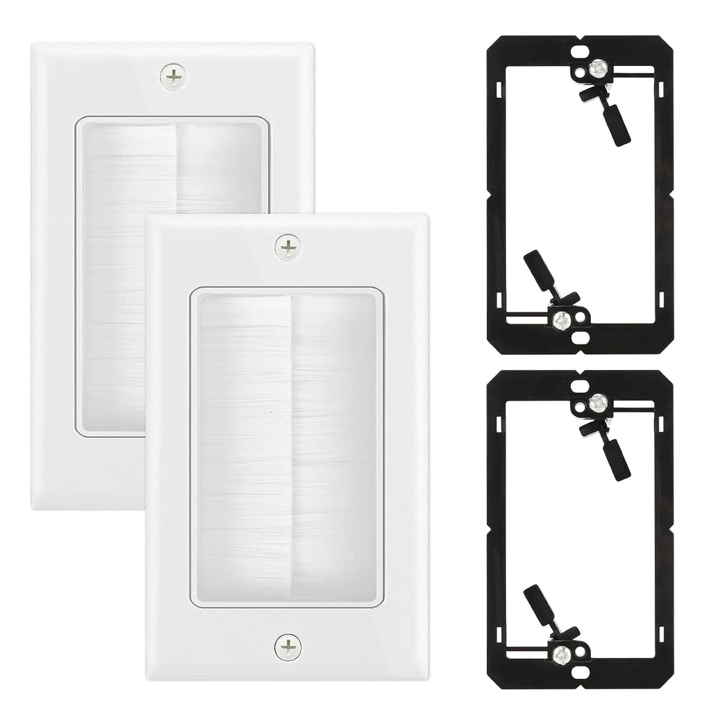 Nearza in Wall Cable Management Kit with Recessed Outlet 9FT Power Cord Fits All Plugs 2 AC Outlets Slim Brush Plate Solution to Hide TV Wires Recessed Outlet Box for wall Mount TV