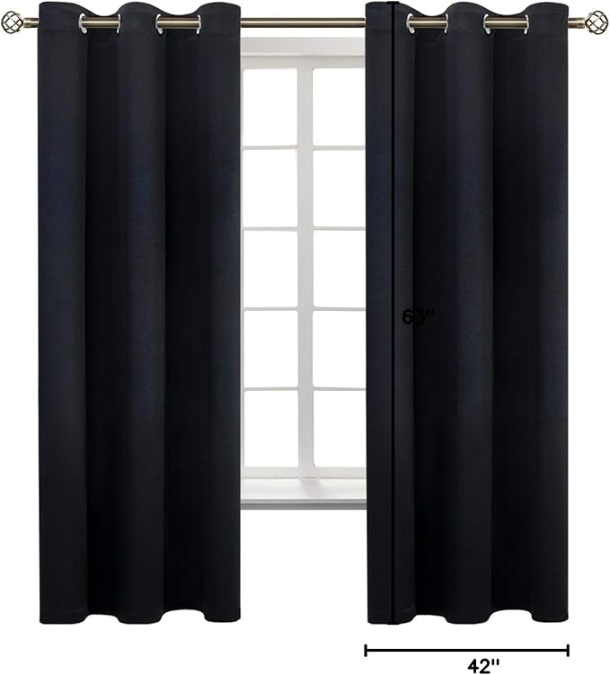 BGment Black Blackout Curtains for Bedroom 63 Inches Long, Each Panel 42 Inch - Image 9