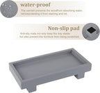 Bathroom Counter Tray Wooden Riser Display Kitchen Soap Holder, Gray