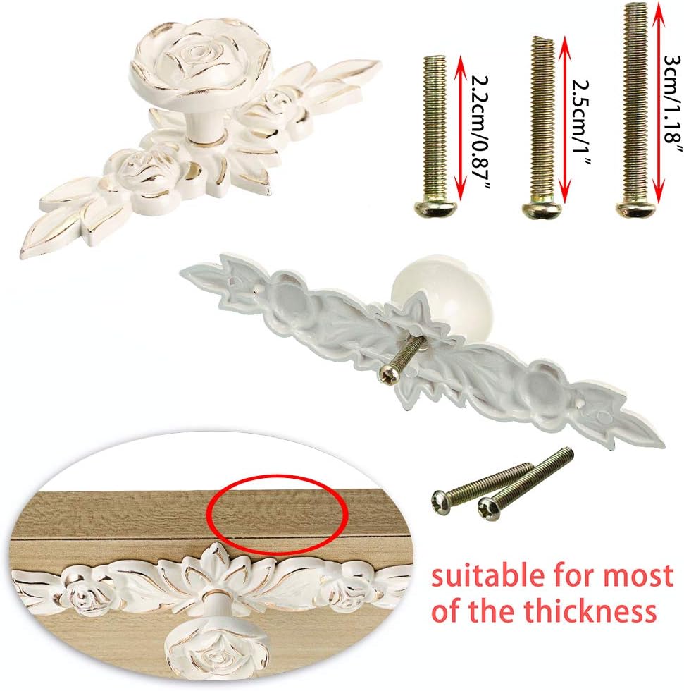 JUXYES Vintage Floral Rose Handle Pulls Knobs for Cabinets and Drawers