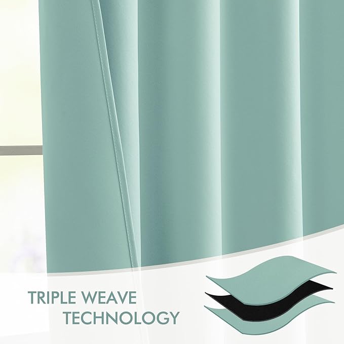 MIULEE Aqua Back Tab Blackout Curtains 120 Inch Long 2 Panels Set - Image 7