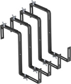 Adjustable Planter Box Brackets,Enhanced Bottom Support,Universal Outdoor Hanging Brackets,Flower Box Brackets for Fence Railings, Windowsill, Patio, Garden,Balcony. (Black)