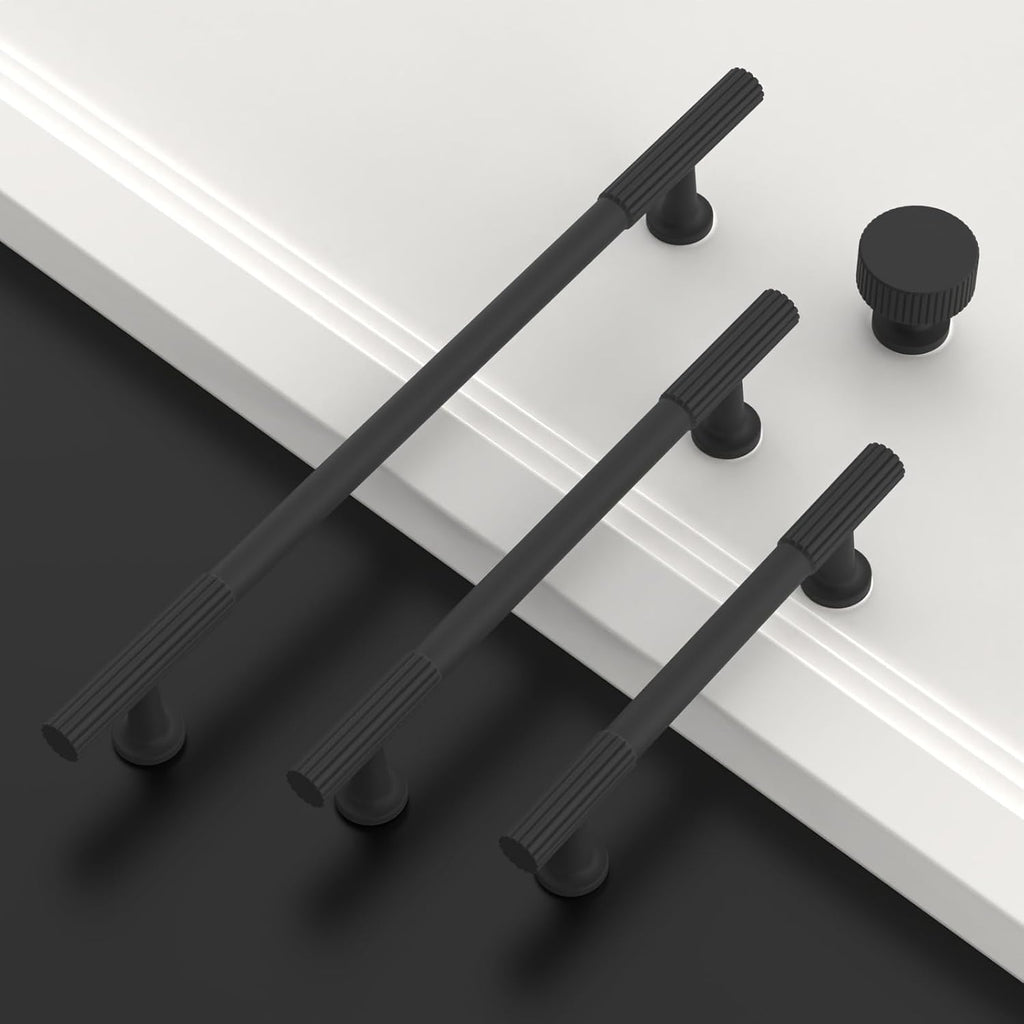 Asidrama 10 Pack Matte Black Kitchen Cabinet Knobs