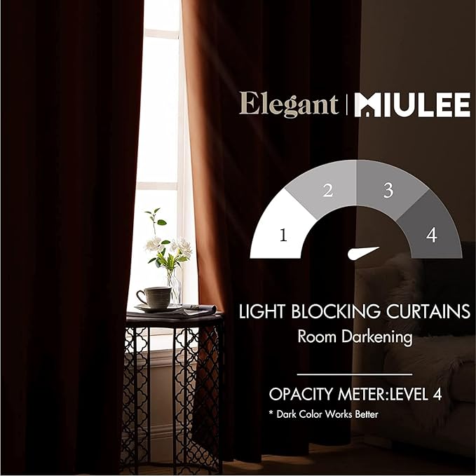 MIULEE Blackout Room Darkening Curtains Thermal Insulated Drapes Solid Window - Image 2