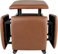 5 in 1 Nesting Leather Ottoman,Stylish Foot Stool with Wheels Living Room