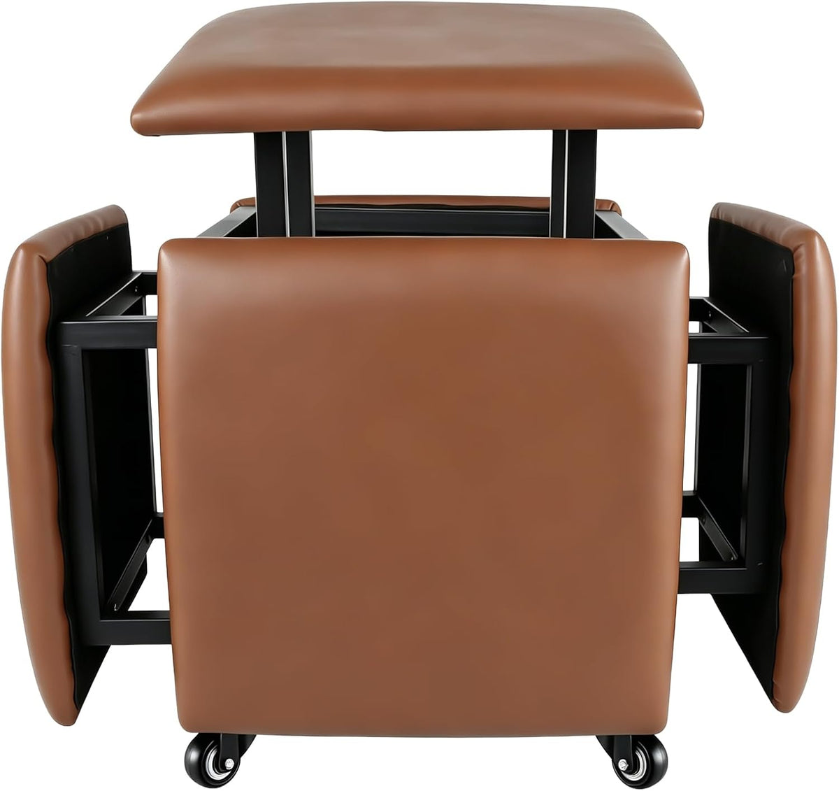 5 in 1 Nesting Leather Ottoman,Stylish Foot Stool with Wheels Living Room
