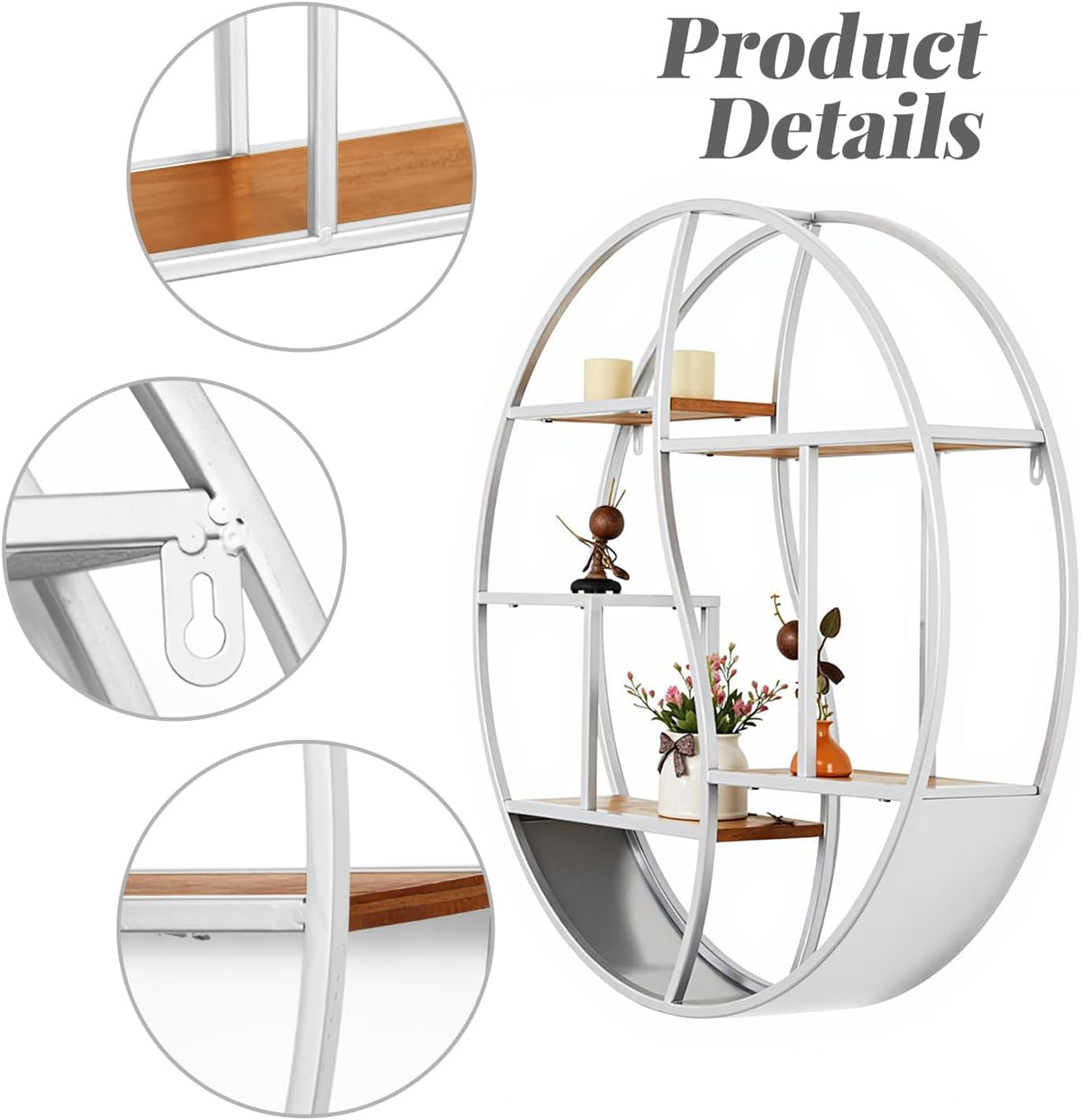 Round Wall Shelf,Decorative Circle Floating Shelves