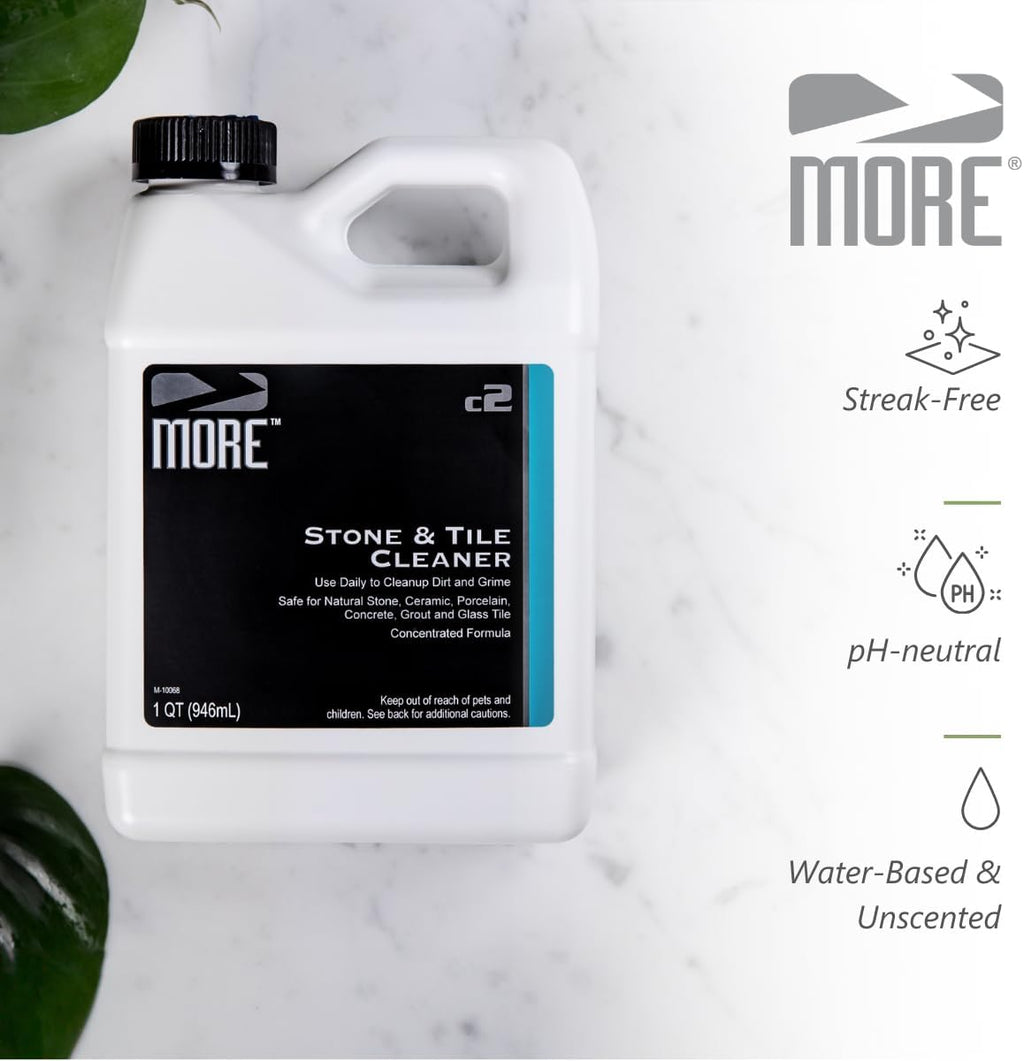 MORE - Stone & Tile Cleaner - Grout & Floor Cleaner for Natural Stone, Marble, Concrete, Ceramic, & Porcelain - Water-Based Grout Cleaner for Tile Floors - Concentrated Formula - pH Neutral - 32oz