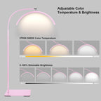 Half Moon LED Floor Light - Professional Shadow-Free, Dimmable Lamp | for Lash Techs, Estheticians & Tattoo Artists | Eyelash Extensions, Nail Art, Home & Office (Pink)