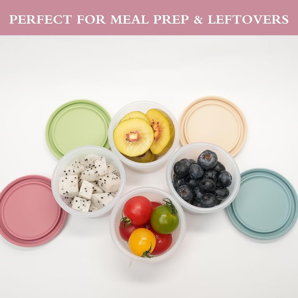 Silicone Snack Containers 4oz, 4 Pack, BPA-Free, Leakproof Lids