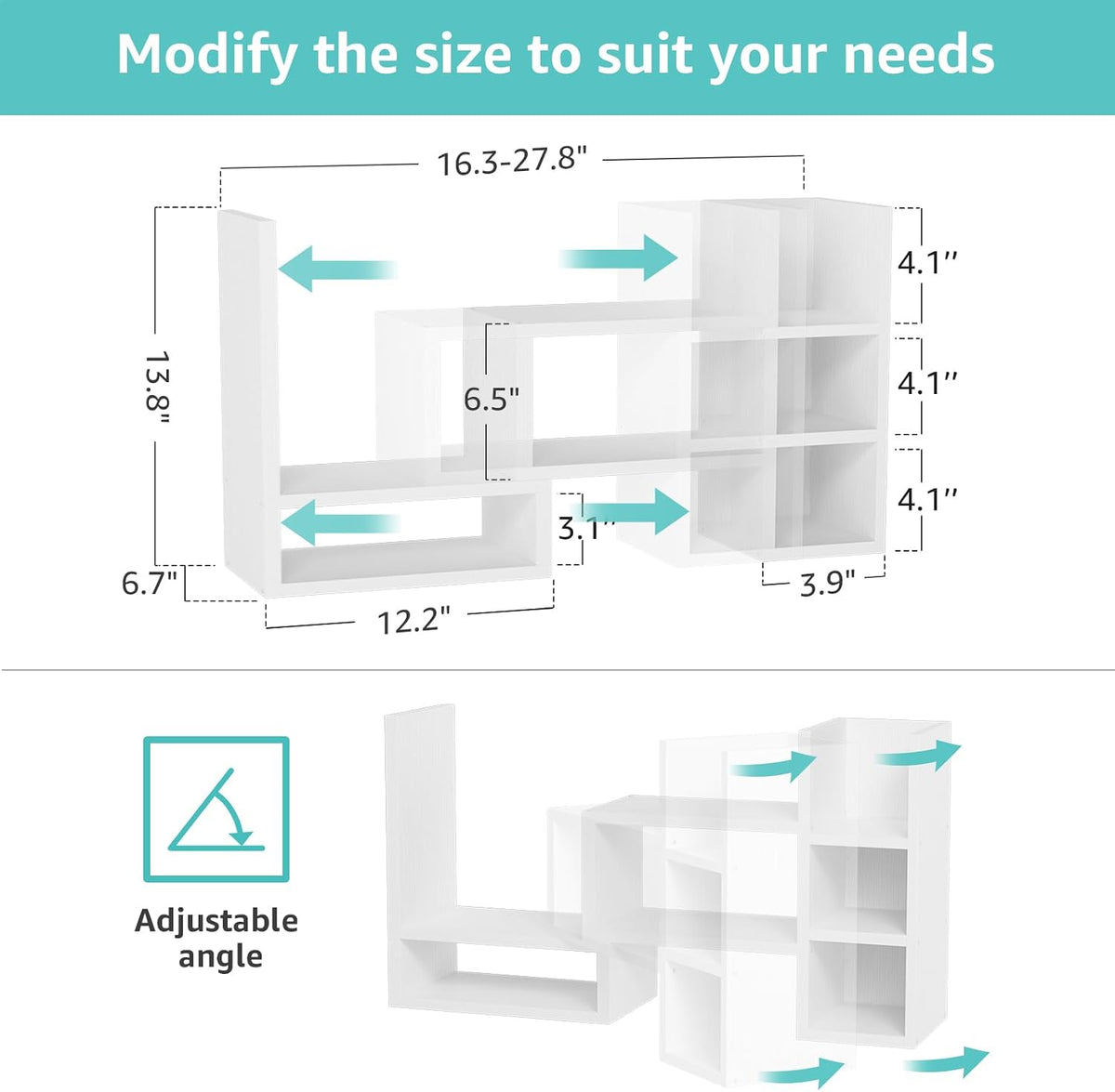 NUTIKAS Desk Shelves Desktop Organizer Shelf - White Office Organization for Top of Desk Organizers and Accessories Corner Bookshelf Table Top Shelving Small Hutch Decorations for Women Office