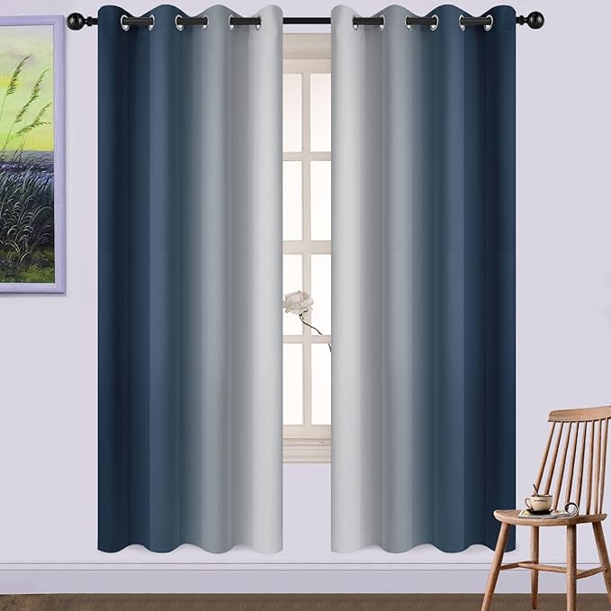 Yakamok Room Darkening Ombre Curtains 72 Inch Length, Light Blocking Grommet by Yakamok