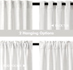 MIULEE White Curtains 24 Inch Length 2 Panels, Soft Thick Linen Textured Semi - Image 5