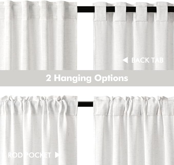 MIULEE White Curtains 24 Inch Length 2 Panels, Soft Thick Linen Textured Semi - Image 5