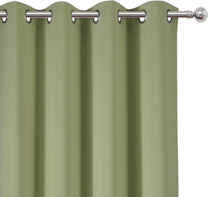 LEMOMO Blackout Curtains 66 x 72 Inch Long Sage Green Curtains Set of 2 Panels - Image 6