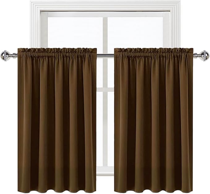 DWCN Short Brown Blackout Curtains - Image 9