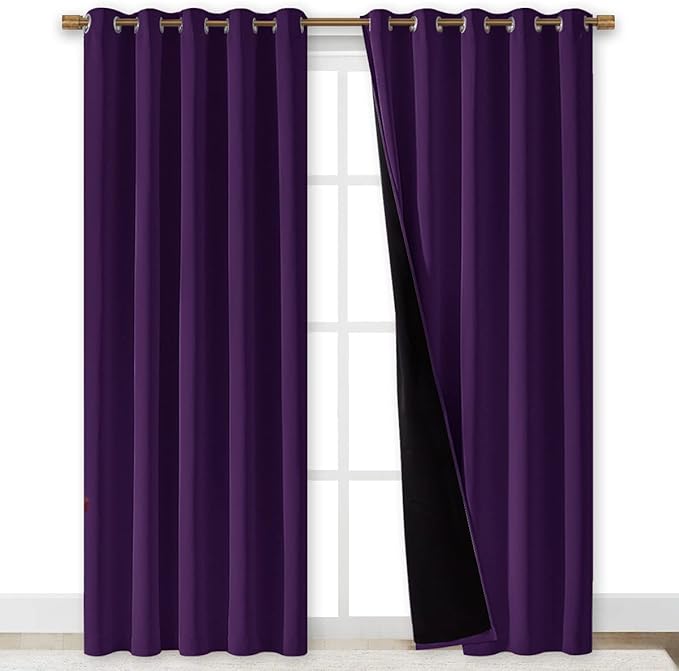 NICETOWN Royal Purple Full Shade Curtain Panels, 62 x 84 inch, Pair of Energy - Image 2