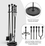 Heavy Duty Cast Iron Fireplace & Fire Pit Tools Set, 5-Piece