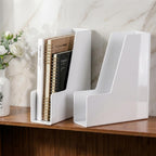 LALOBLUE White Vertical File Organizer, 4 Section Magazine Holder for Desk