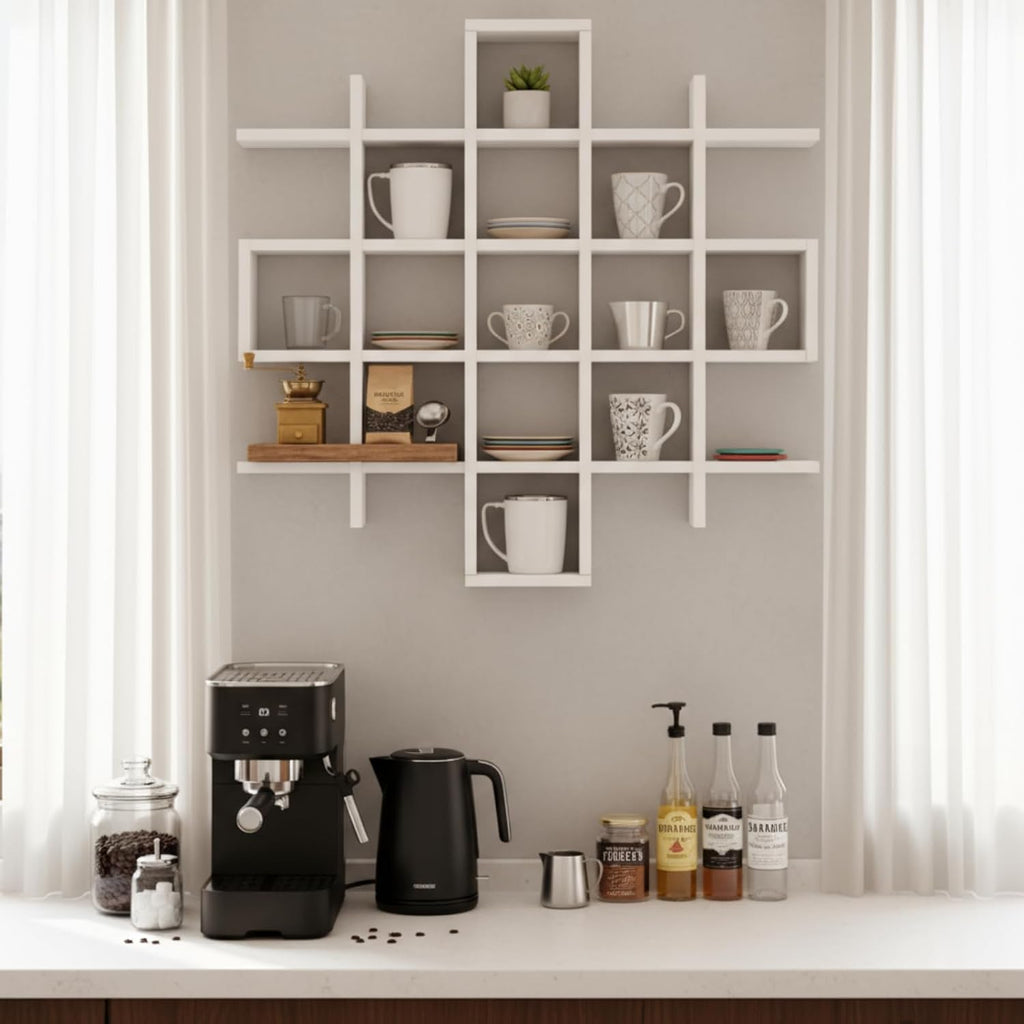 Suzile Mug Display Shelf Wall Mounted,Grid Size 5.1x5.1x3in,White