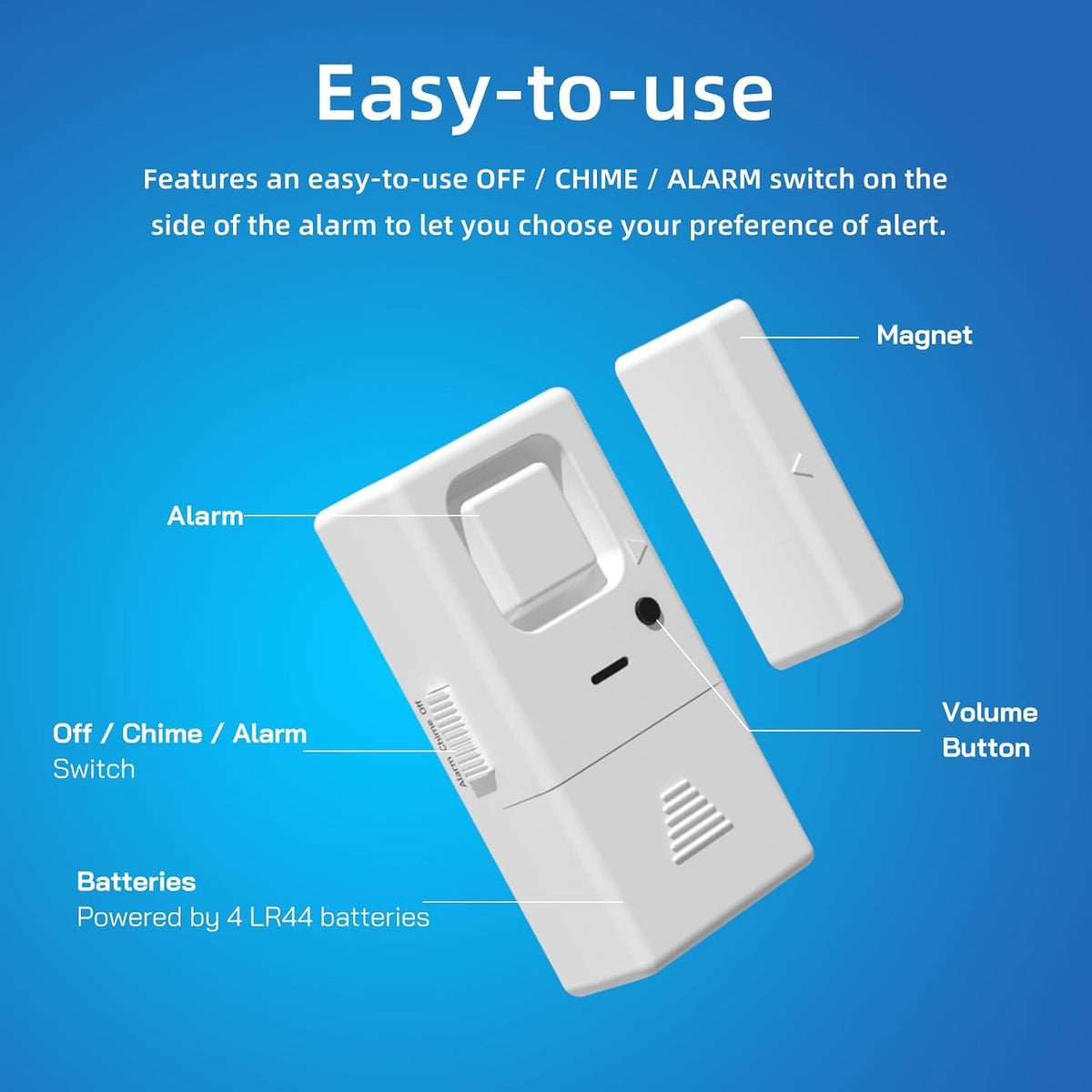 Door Window Alarms -10 Pack - Adjustable Volume, Chime/Alarm, Wireless, Door Window Alarm Sensor for Home Security, Kids Safety, Door Open Alert Security Alarm for Home, Apartment and more, by Rosmila