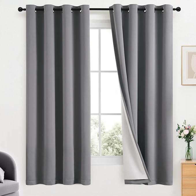 Yakamok Grey Room Darkening 100% Blackout Curtains Grommet Window Treatments by Yakamok