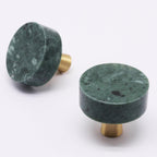 5pcs Marble Cabinet Knobs, Modern Decorative Drawer Pull, Stone Handles Brushed Brass Base for Kitchen Cupboard Bedroom Dresser Wardrobe (Green)
