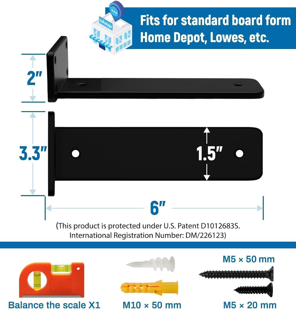 LEOPO 6 Inch Heavy Duty Floating Shelf Bracket, 4 Pack Hidden L Bracket