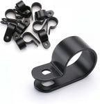 BAOMAIN 5/8-Inch R-Type Cable Clamps, 500-Pack Black Nylon Wire Management Clips, UC-4 Screw-On Cord Fasteners for Home, Office, and Industrial Use
