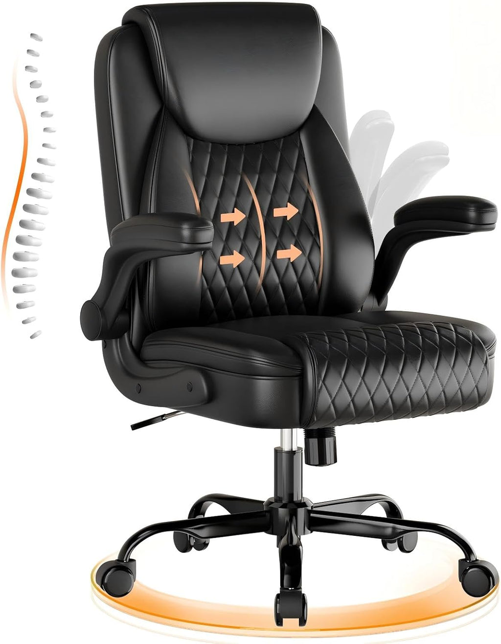 GTPLAYER PU Leather Office Chair, Memory Foam Cushion Desk Chair, Black Pro