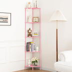 Yoobure Corner Shelf Stand, 5-Tier Bookshelf, 65" Tall Shelves for Bedroom, Living Room, Narrow Display Shelf Bookcase, White Book Shelf with Display Shelves for Office