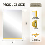 FICTOR Bathroom Vanity Mirror for Over Sink, 24" x 36", Gold