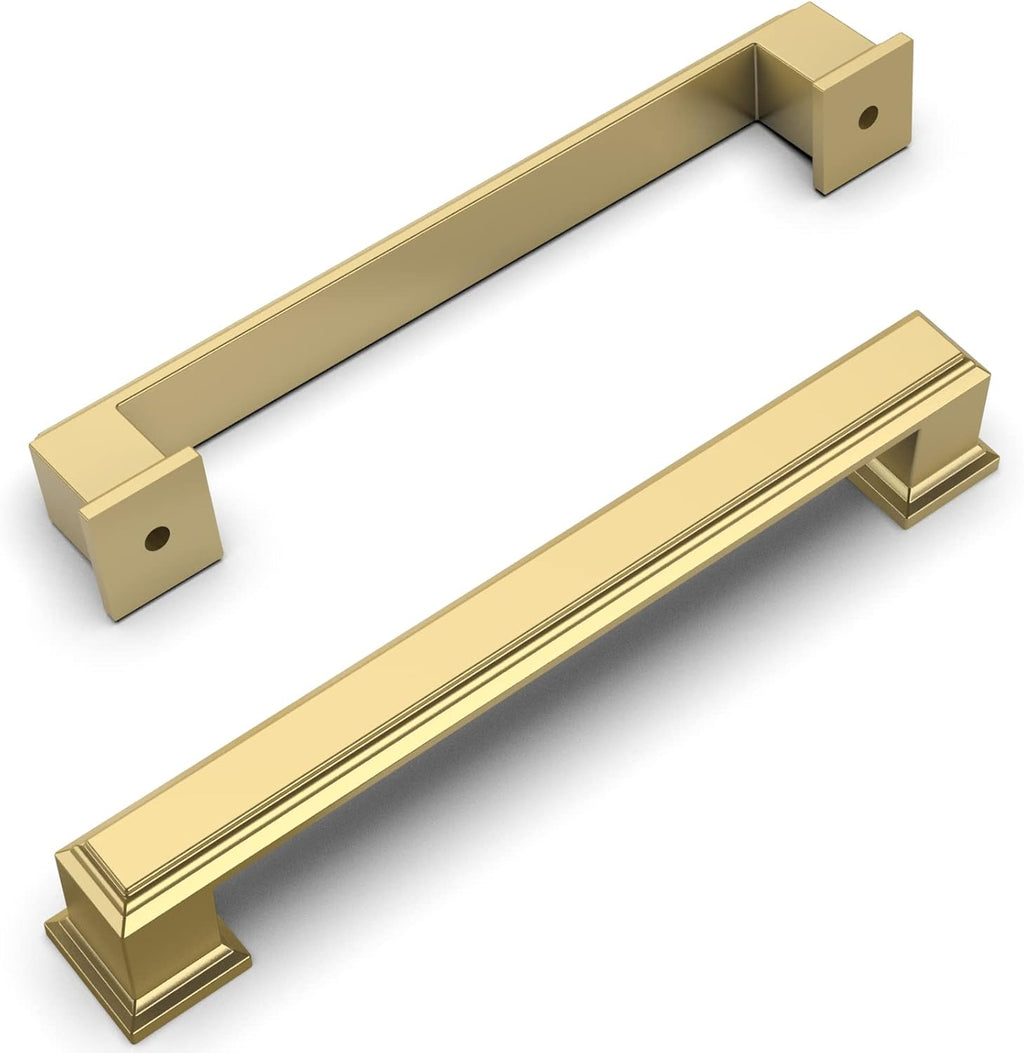 Amerdeco 6 Pack Brushed Gold Drawer Pulls 5"